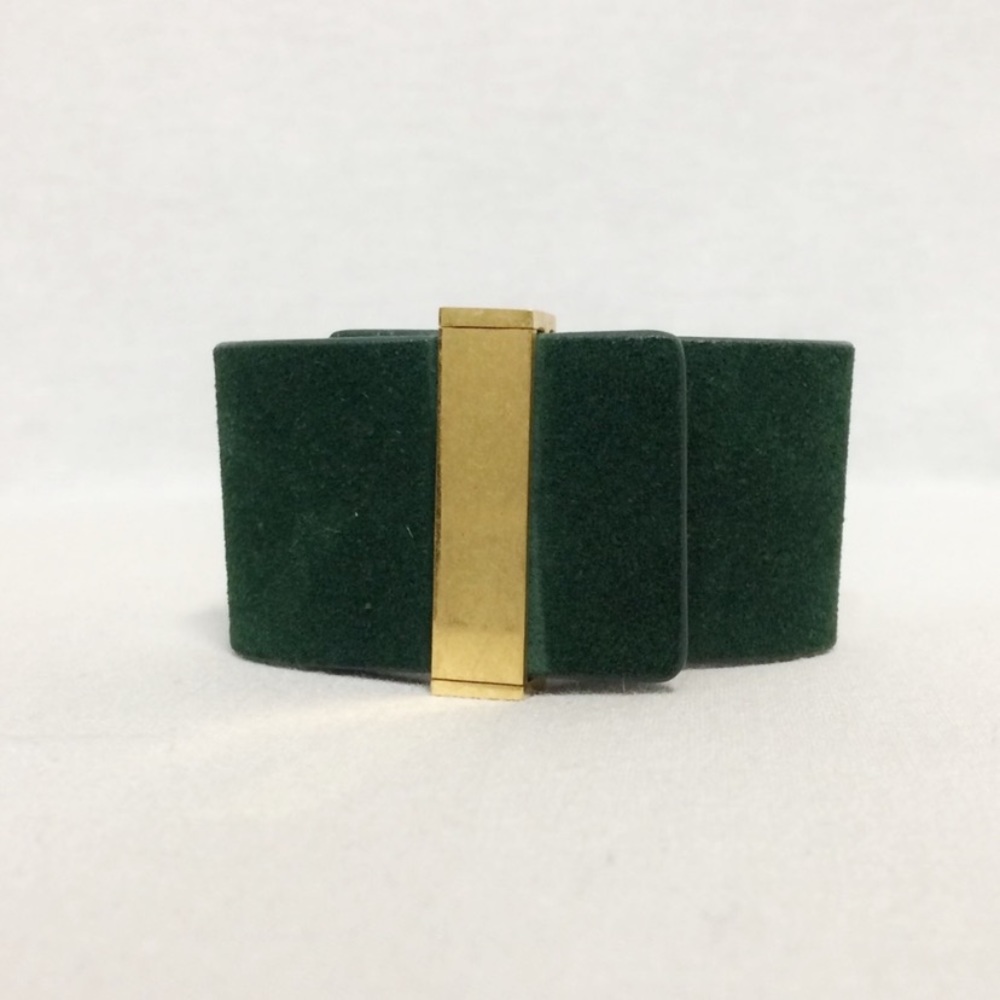 Celine Suede Leather Cuff - Green w/Gold clasp